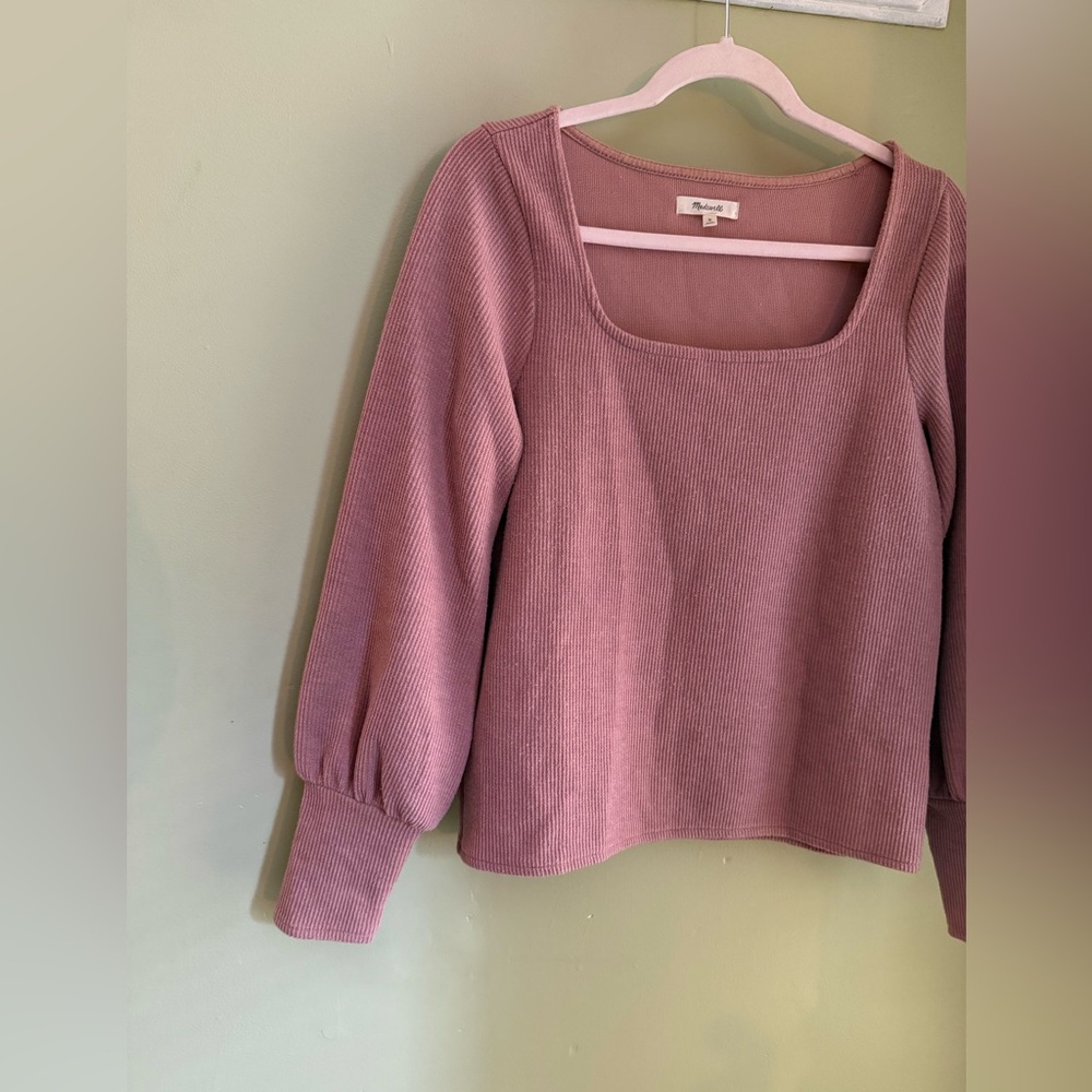 Madewell ottoman rib square neck top size M blush pink